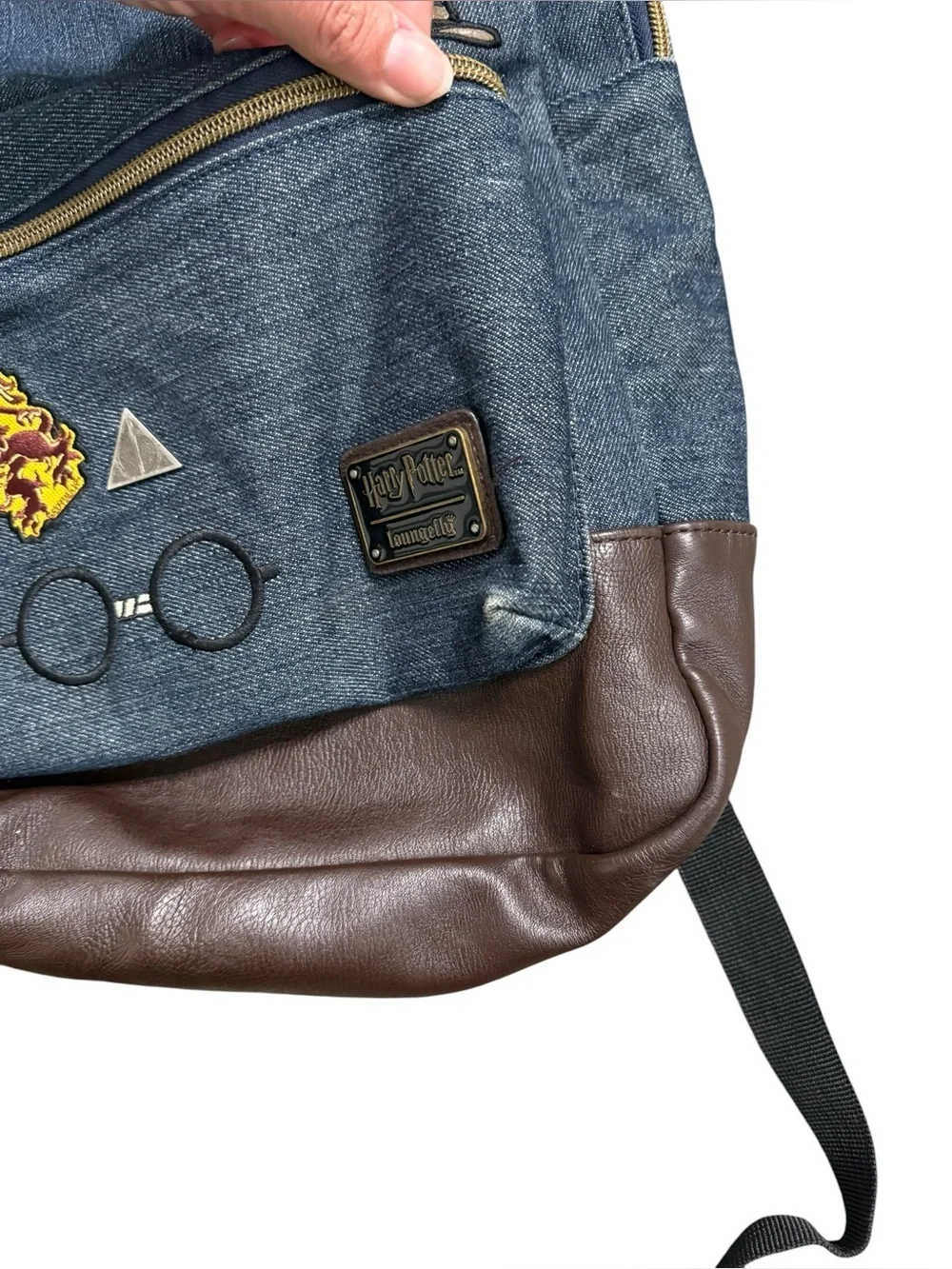 Loungefly x Harry Potter Denim Backpack with Faux Leather Trim